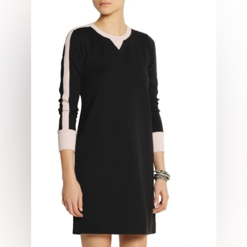 J. Crew Black Dusty Rose Wool Blend Long Sleeve Zipper Sweater Dress Size 14 L